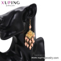 29003 Xuping indiano borlas de jóias de ouro projeto pérola rosa projeto da flor brincos de gota de ouro